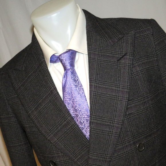 Tom Ford Base C Buckingham 100% Cashmere Gray Plaid 6x2 Double Breasted Suit 40R - Picture 6 of 16
